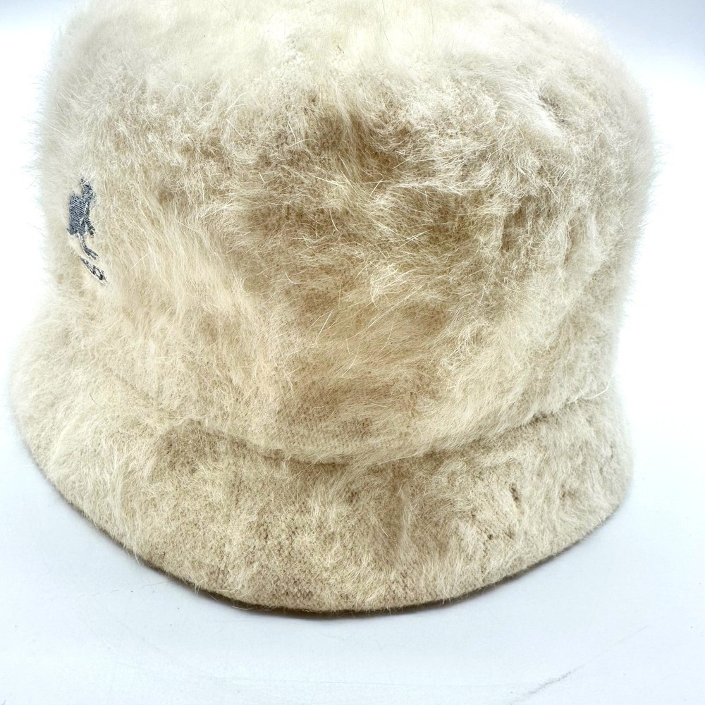 Vintage Kangol Furgora Bin Bucket Hat Off White Cream Fuzzy Angora Blend Medium - Picture 4 of 10